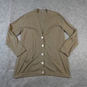 J. Jill Cardigan Womens Large Button Front Tunic Green Knit Long Sleeve
